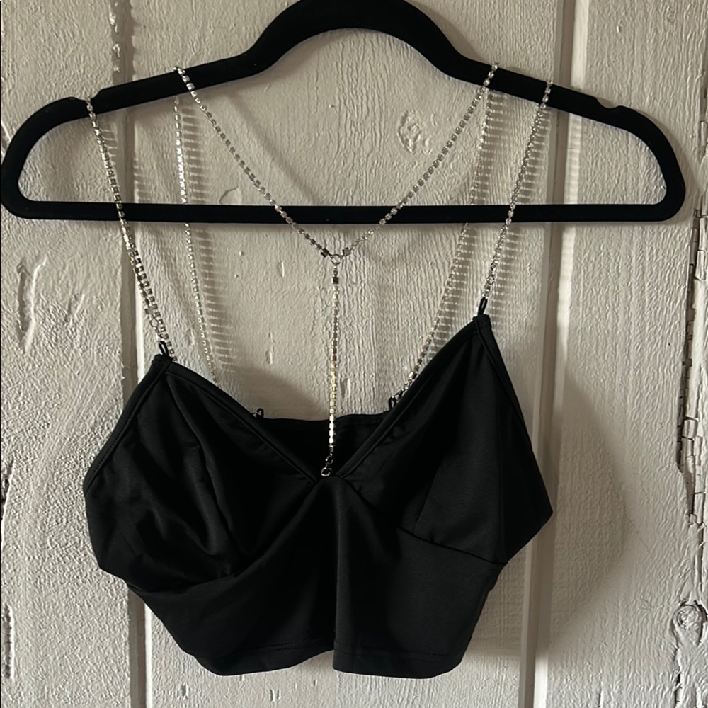 SHEIN Black Sleeveless Crop Bustier Camisole